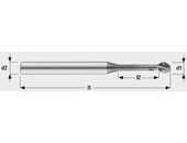 Keményfém gömbvégű másolómaró (Lollipop) - D1.0/3.0 R0.5 - L50.0 - d4.0 mm