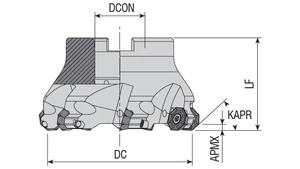 Feltűzhető 43°-os marófej - D63/ d22 L40 mm