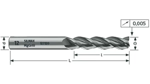 Keményfém hosszú maró 3 élű - D8.00/36.00 d8