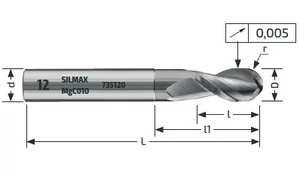 Keményfém gömbvégűmaró - D16.00/26.00 d16 r8.0