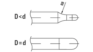 Keményfém gömbvégű 2 élű maró - D5.0/5.0 d6 - R2.5