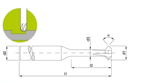 Keményfém előre - hátrasorjázó 90°-os - D0.9/d3-0.45 - L50.0 - d4.0