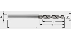 Keményfém fúró 5xD - D1.20/10.0 - d3