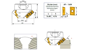 Feltűzhető 45°-os marófej - D35-65 - Z6 K30° H27 mm
