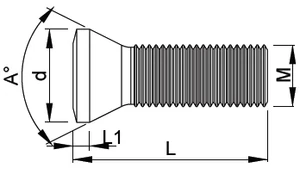 Torx csavar 55° M3.5x0.60 - L=8.50 L1=1.00 mm