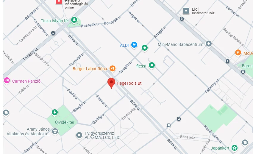 Térkép, amely az fizikai üzletet és környékét mutatja.